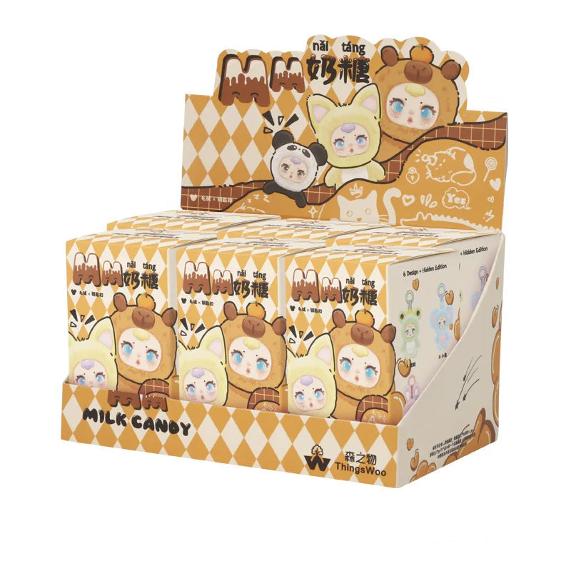 Cartoon character packaging for milk candy with a white background