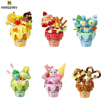 KEEPPLEY Pokémon Ice-Cream Cone Series Building Blocks Pikachu Eevee Squirtle