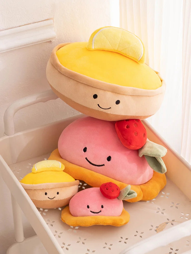 Cute Simulation Cake Plush Toy – Strawberry & Lemon Mousse Plushies
