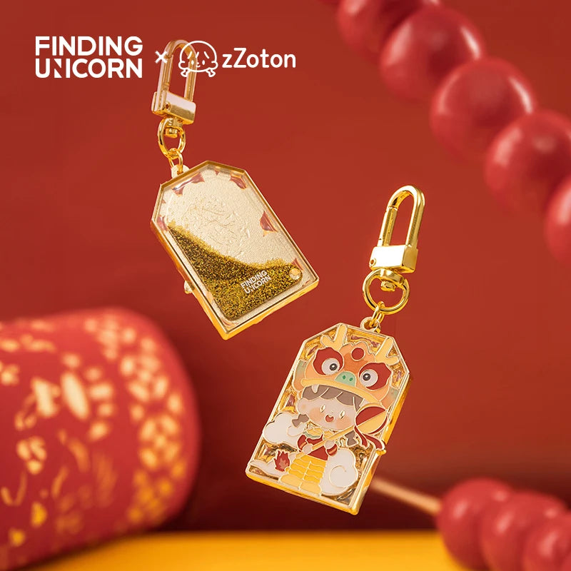 Finding Unicorn zZoton New Year in Apple Village Series Blind Box – Metal Amulet Badge Collectible