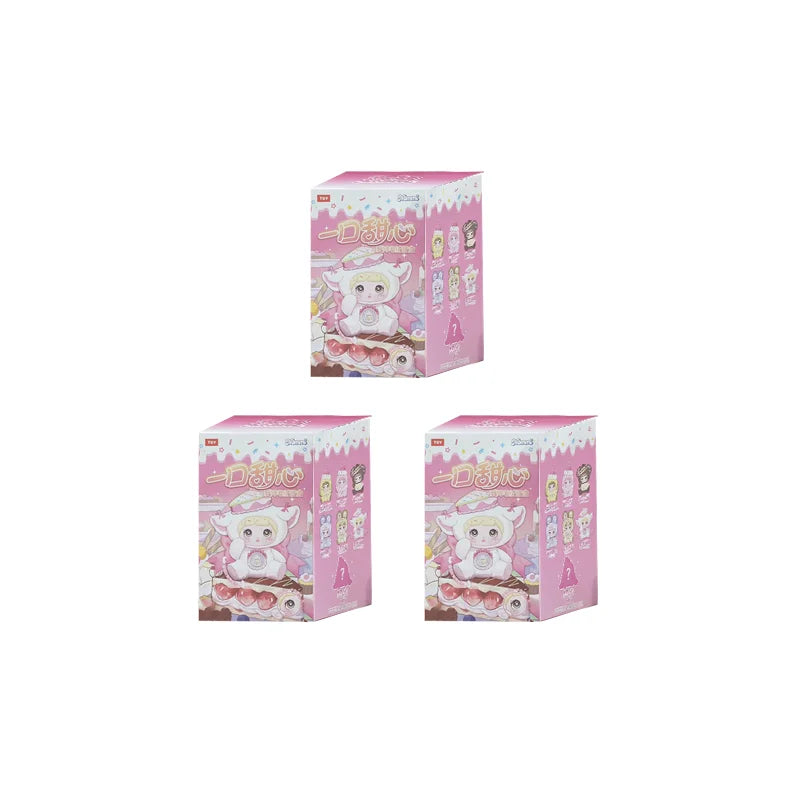 Three pink boxes with cartoon character on a white background - Nommi