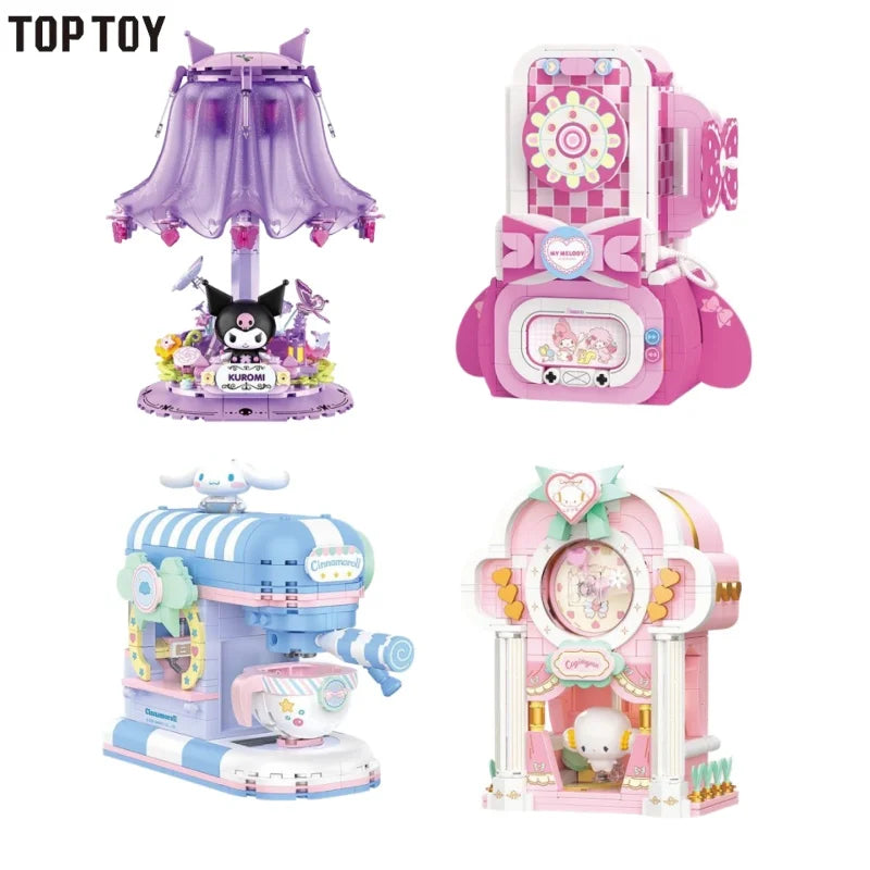 TOPTOY Sanrio Kuromi & My Melody Powder Dream Home Micro Building Blocks