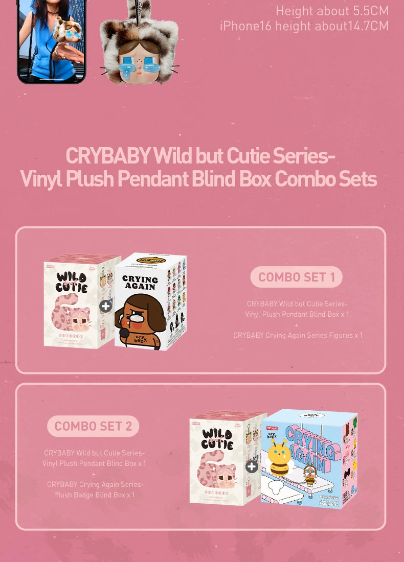POP MART CRYBABY Wild but Cutie Plush Pendant + Crying Again Blind Box Combo