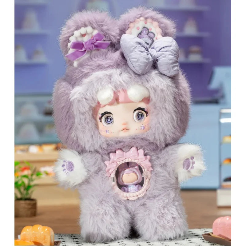 Plush toy with a cute design on a blurred background