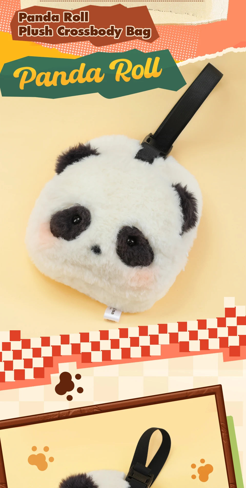 52TOYS Panda Roll Plush Crossbody Bag
