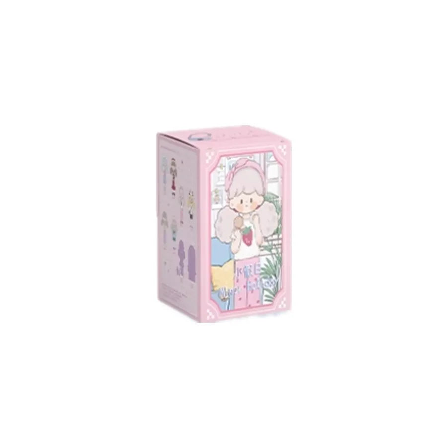 Pink toy box with a character on a white background