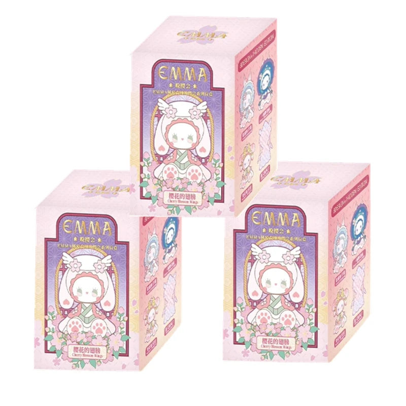 Three boxes of 'Emma' with a cute character design on a white background