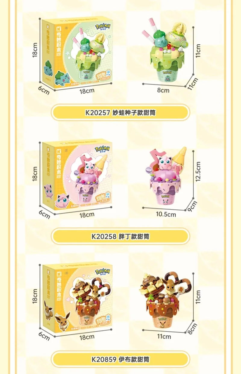 KEEPPLEY Pokémon Ice-Cream Cone Series Building Blocks Pikachu Eevee Squirtle