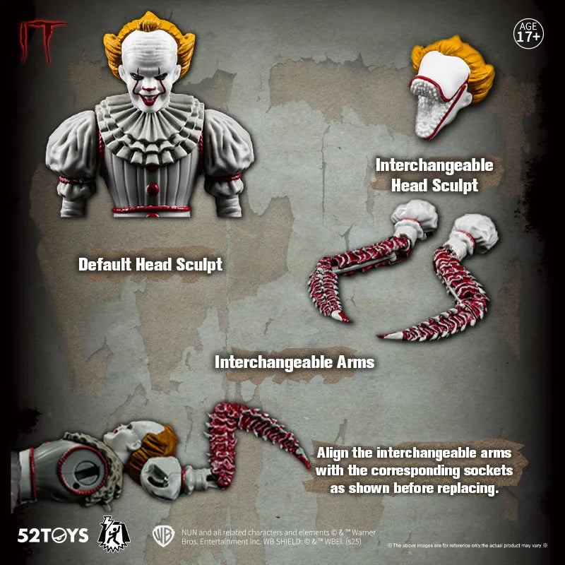 52TOYS Action Figure Dance of Lightning IT-Pennywise, Action Figure Toys, 3.75inch Adjustable Figure Anime Toys Adult Boys Child