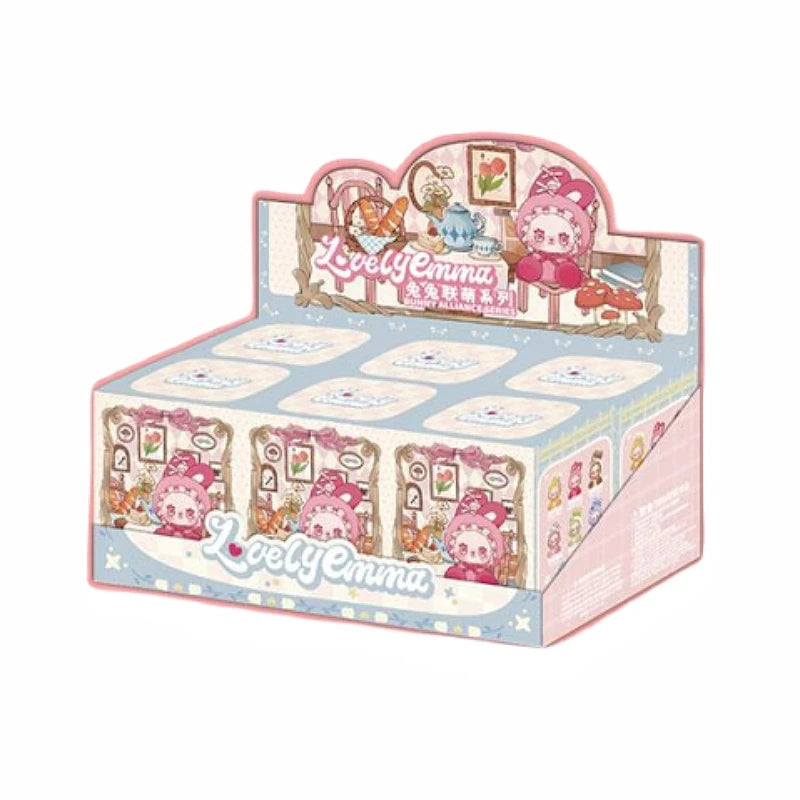 Display box for 'Lovely Emma' toys with cartoon characters on a white background