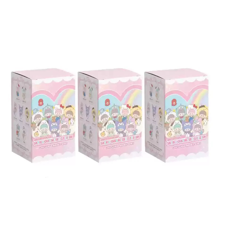 Three cartoon-themed boxes with colorful designs on a white background