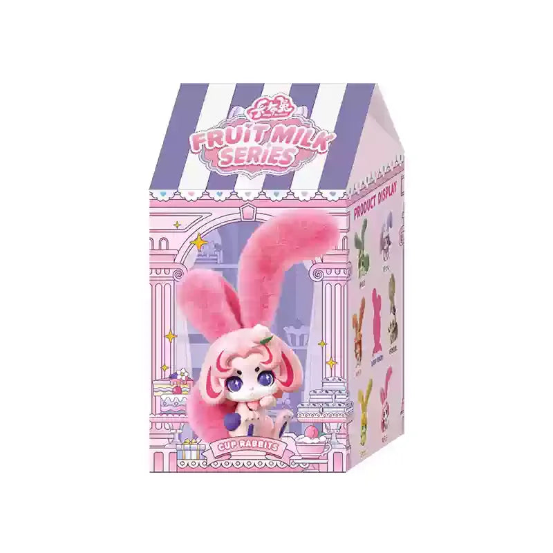 Fruit Milk Series toy packaging with a pink character on a white background