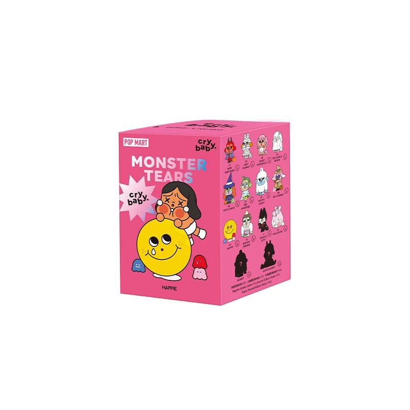 Pink box of 'Monster Tears' with character illustrations on a white background