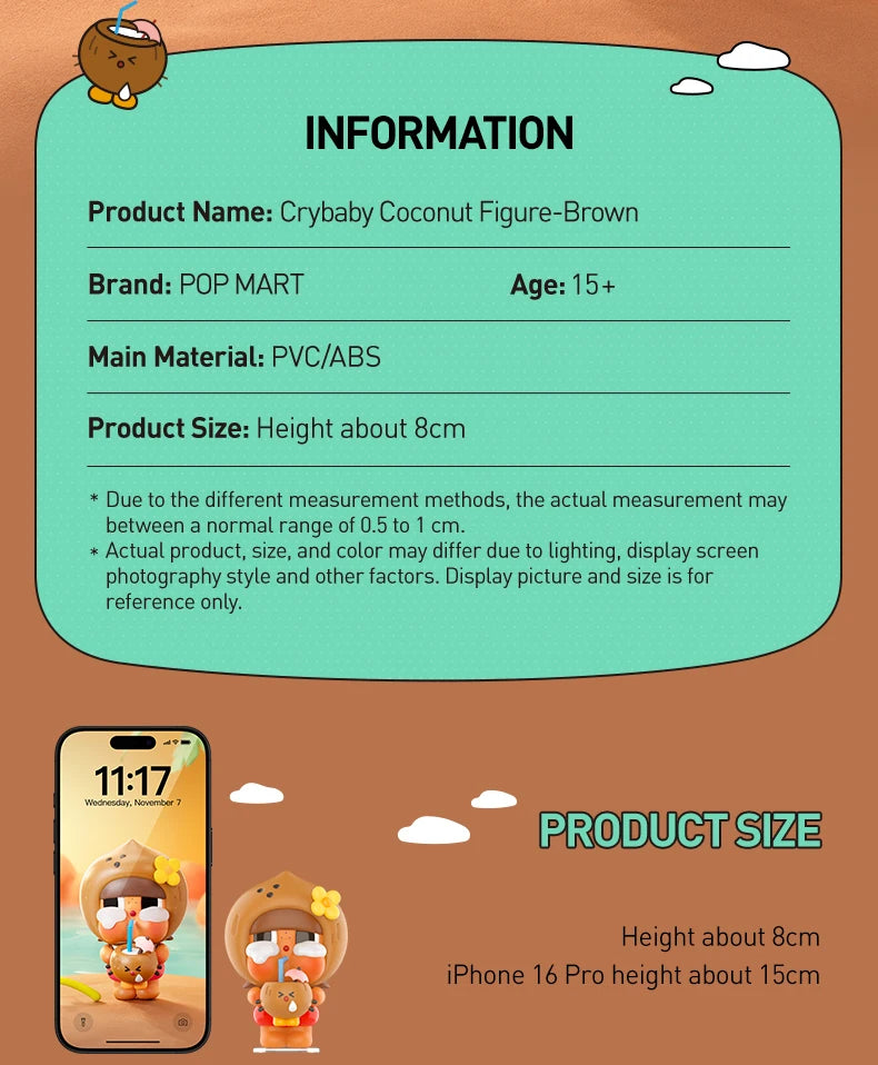 POP MART Crybaby Coconut Brown Figure Limited Edition