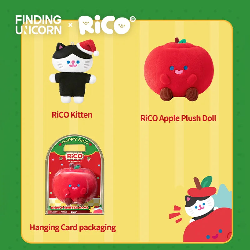 Finding Unicorn RiCO Apple Kitten Plush Doll – Collectible Kawaii Cat Figure