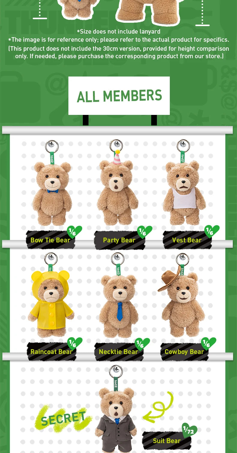 POP MART Ted2 Teddy Bear Action Plush Pendant Blind Box