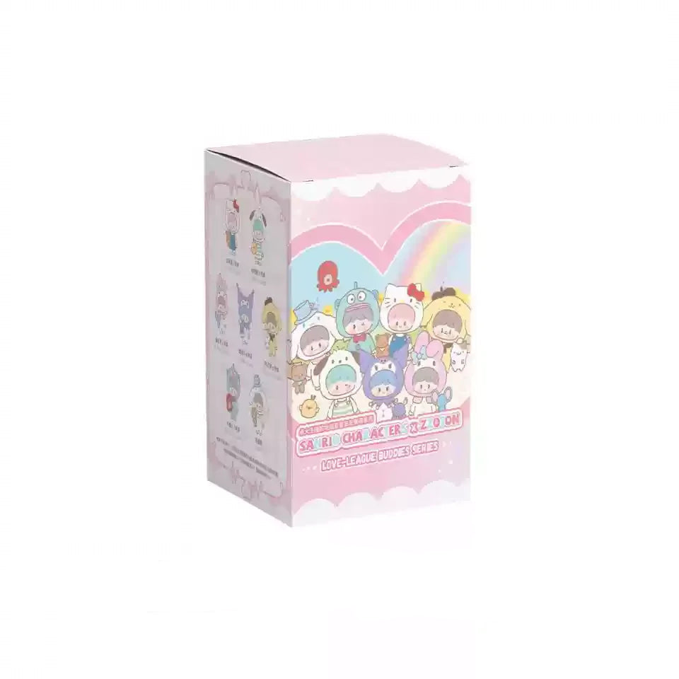 Colorful packaging box with cartoon characters on a white background