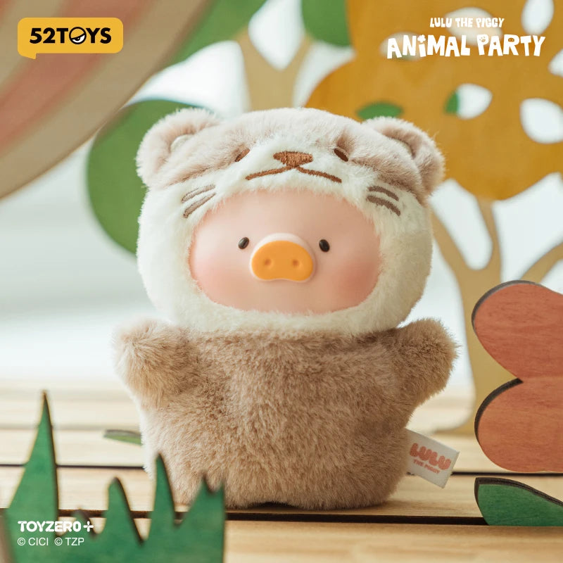 Plush toy in a bear costume with a colorful background, featuring 52Toys branding.