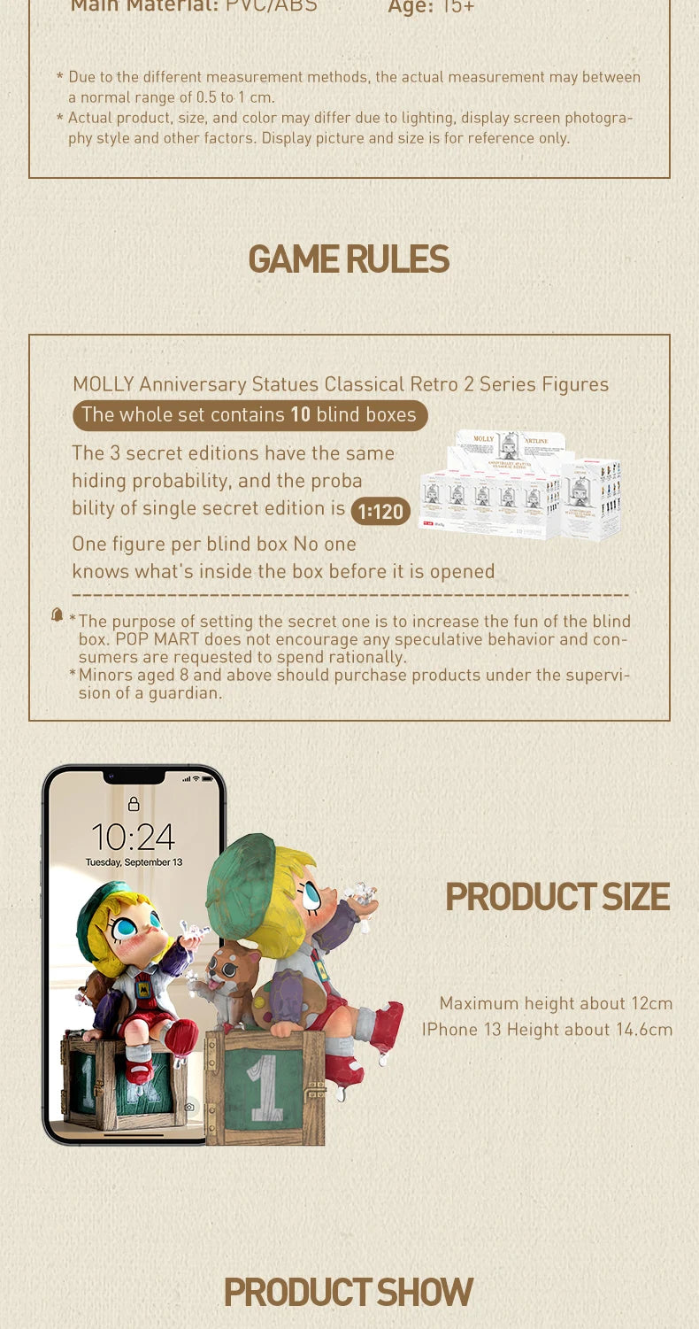 POP MART MOLLY Anniversary Statues Classical Retro 2 Series Blind Box