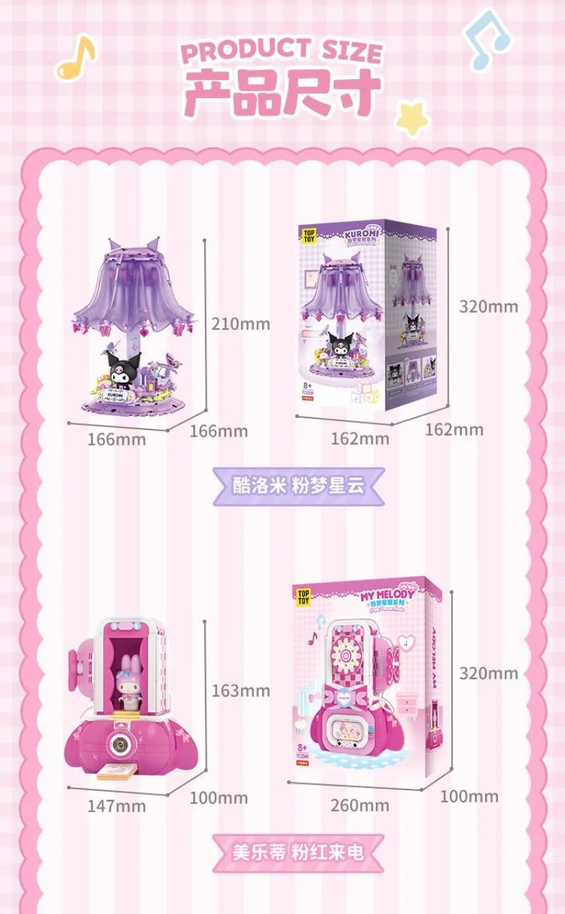 TOPTOY Sanrio Kuromi & My Melody Powder Dream Home Micro Building Blocks