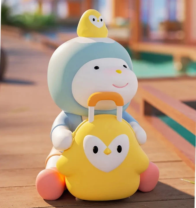 Children's toy with a cartoon character on a wooden floor
