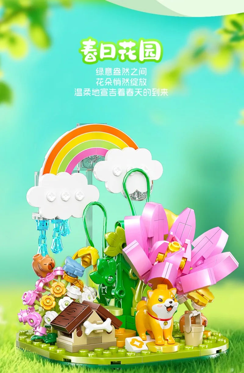 Cute Pet Paradise Four Seasons Story Series Building Blocks