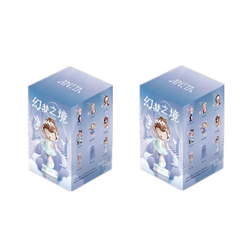 Two transparent boxes with cartoon character illustrations on a white background