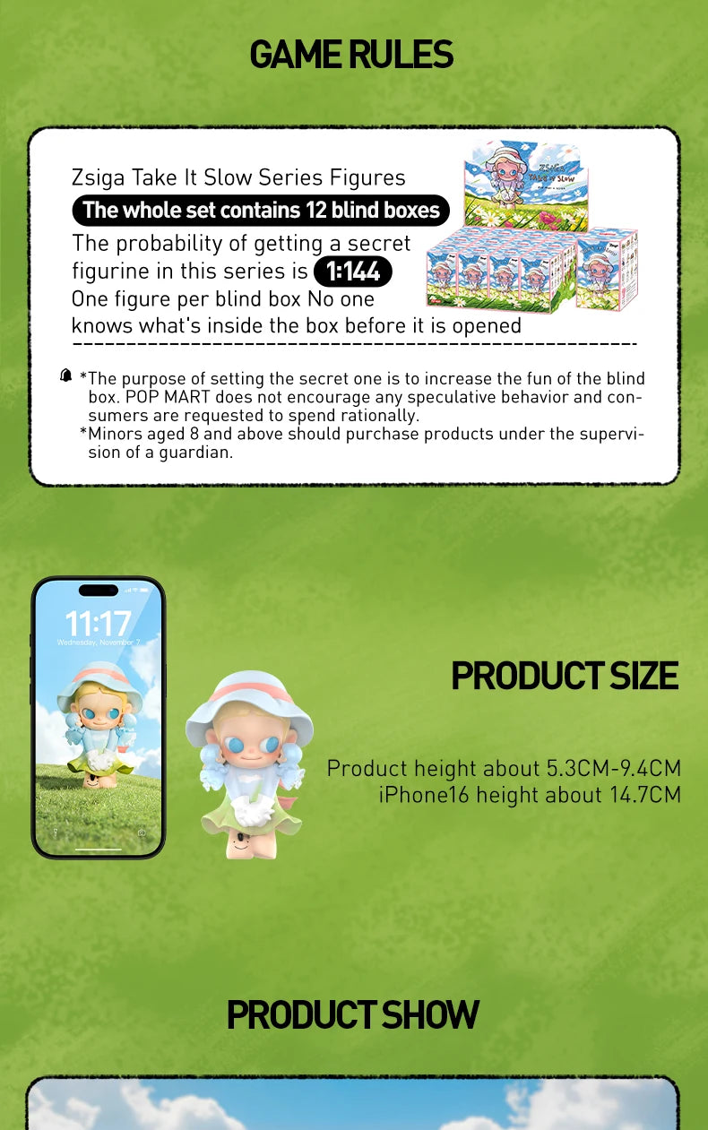 POP MART Zsiga Take It Slow Series Figures 1PC/12PCS Blind Box POPMART