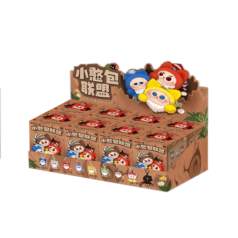 Display box with cartoon characters on a white background