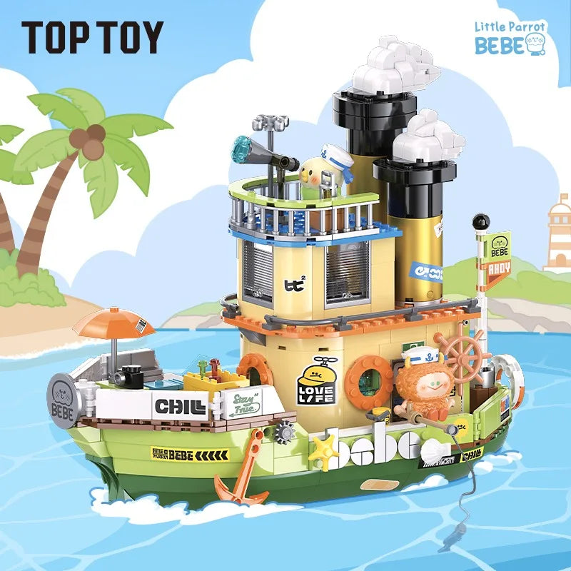TOPTOY Building Block Parrot BEBE Vacation Series Building Block Small Particle Boy Girl Assembled Toy Model Ornament Gift