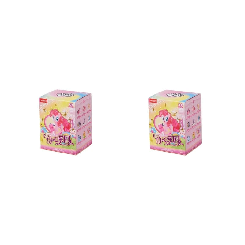Two pink boxes with a cartoon character on a white background