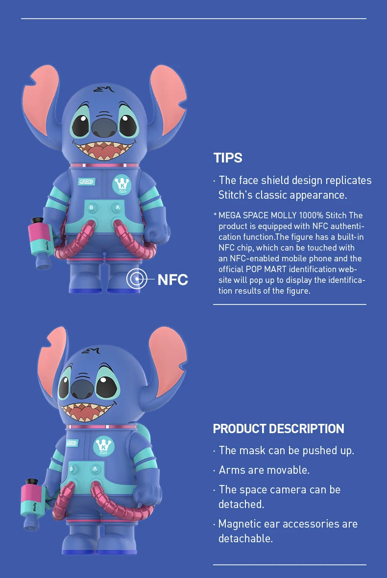 POP MART MEGA SPACE MOLLY 1000% Stitch Limited Edition Figure