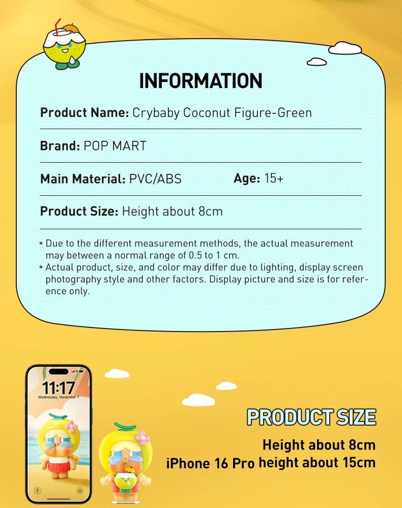 POP MART Crybaby Coconut Green Collectible Figure