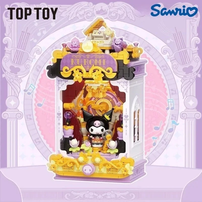 BlindBox TOP TOY Building Blocks Sanrio Family Night Language Phantom Series Kuromi My Melody Assembled Children Toy Model Or