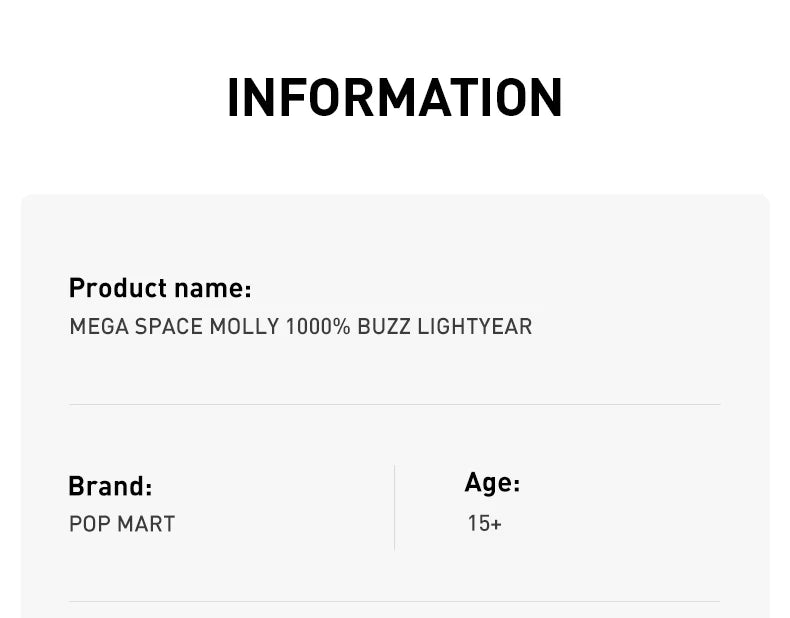 POP MART MEGA Space Molly 1000% Buzz Lightyear Limited Edition