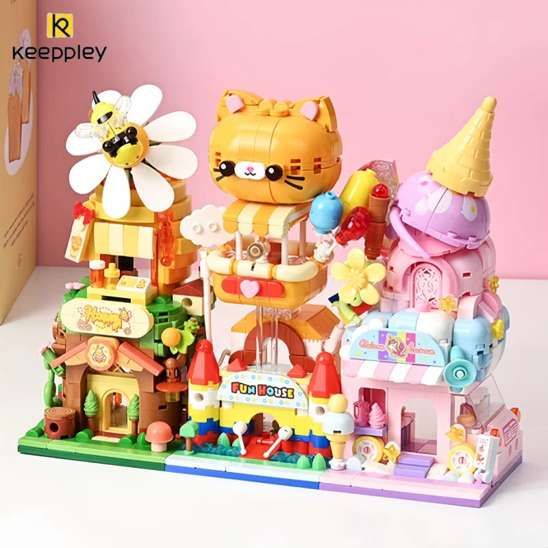 KEEPPLEY Unicorn Ice Cream Shop Street View Building Blocks