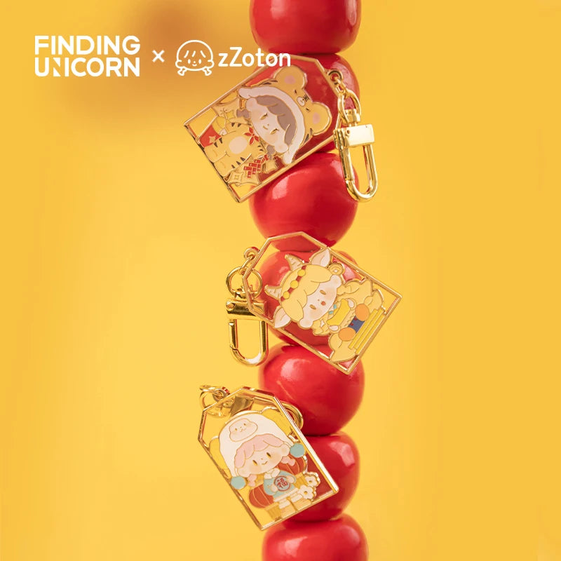 Finding Unicorn zZoton New Year in Apple Village Series Blind Box – Metal Amulet Badge Collectible