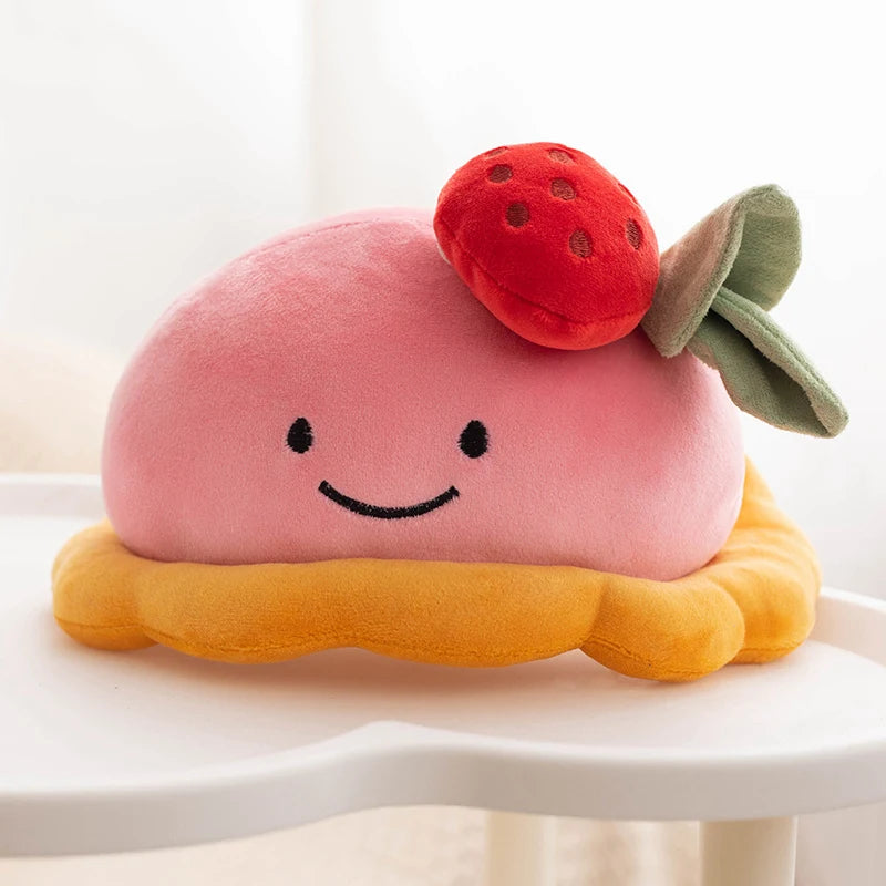 Cute Simulation Cake Plush Toy – Strawberry & Lemon Mousse Plushies