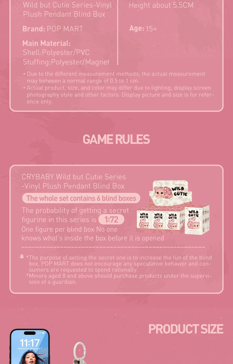 POP MART CRYBABY Wild but Cutie Plush Pendant + Monster Tears Blind Box Combo