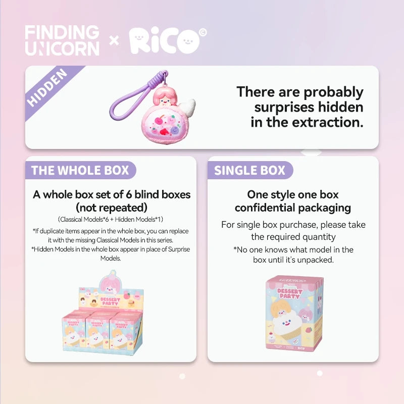Finding Unicorn RiCO Dessert Party Aromatherapy Plush Blind Box – Scented Collectible Keychain