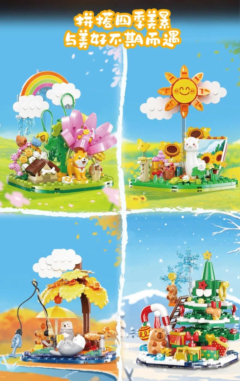 Cute Pet Paradise Four Seasons Story Series Building Blocks