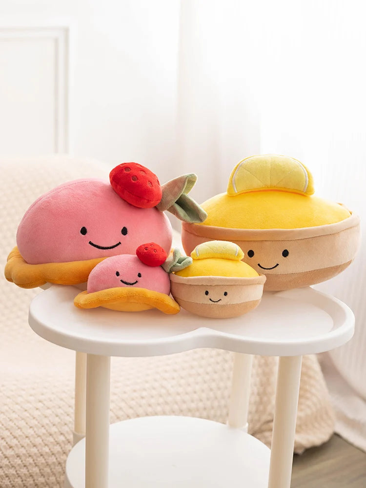 Cute Simulation Cake Plush Toy – Strawberry & Lemon Mousse Plushies