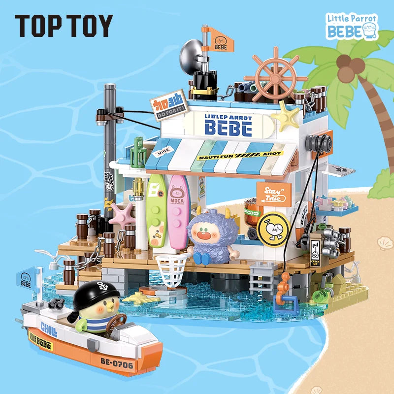 TOPTOY Building Block Parrot BEBE Vacation Series Building Block Small Particle Boy Girl Assembled Toy Model Ornament Gift