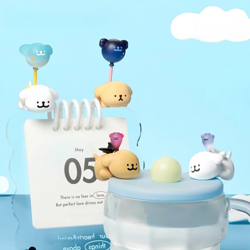 Small figurines on a calendar with a blue background
