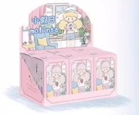 Pink toy box with cartoon character on a white background