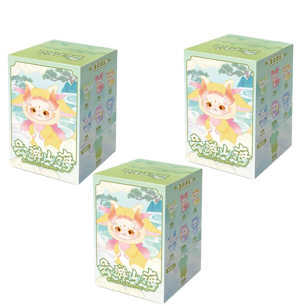 Three boxes of cartoon character packaging with a white background