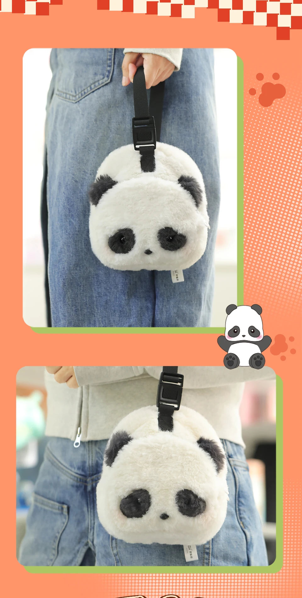 52TOYS Panda Roll Plush Crossbody Bag