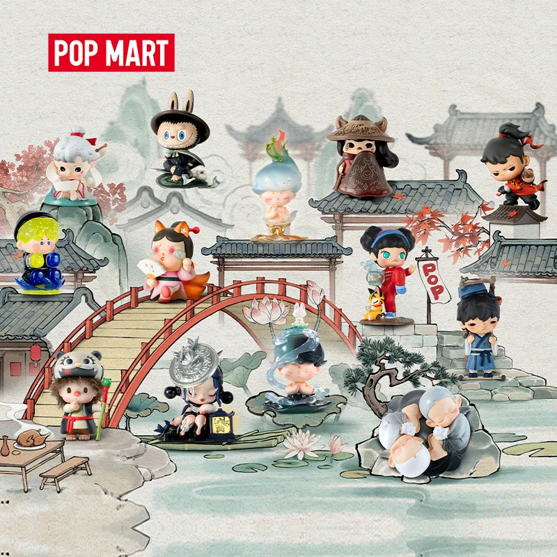 POP MART Matchless 14th Anniversary grouped figure display with scenic background