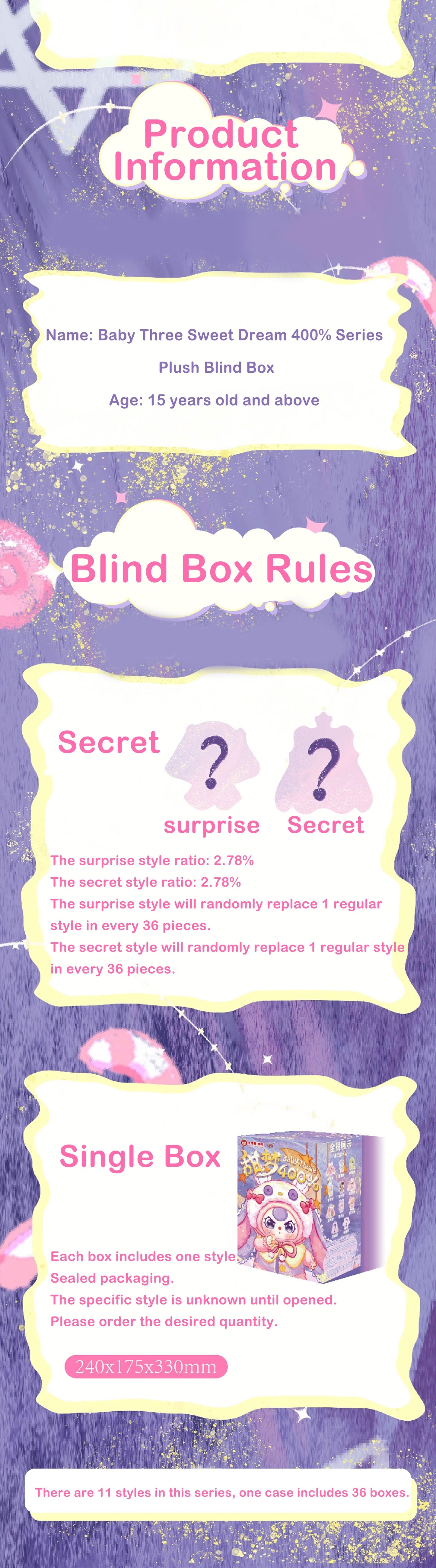 Baby Three Sweet Dream 400% Series Plush Figure - Cake Dream (Open)