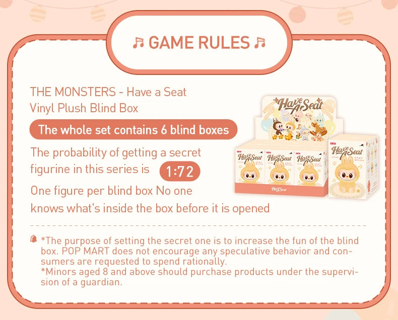 POP MART THE MONSTERS Labubu Have a Seat Vinyl Plush Blind Box